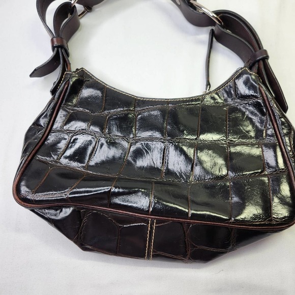 Vintage Dooney & Bourke Alligator Embossed Purse Hand Bag Leather Dark Brown - Picture 6 of 12